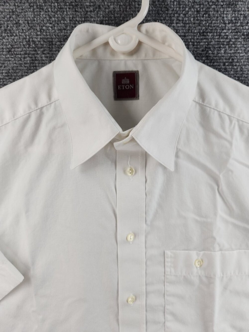 Eton Short Sleeve Cotton White 16 Premium Men Shirt Button Up Business Pocket